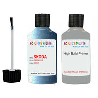 skoda touch up paint with anti rust primer RAPID DENIM BLUE scratch Repair Paint Code LQ5X