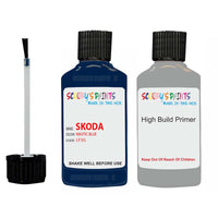 skoda touch up paint with anti rust primer FELICIA NAUTIC BLUE scratch Repair Paint Code LF5G