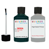 skoda touch up paint with anti rust primer FABIA PETROL GREEN scratch Repair Paint Code LF6C