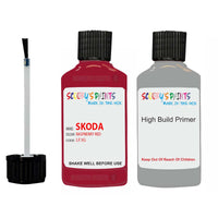 skoda touch up paint with anti rust primer FELICIA RASPBERRY RED scratch Repair Paint Code LF3G