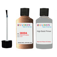 skoda touch up paint with anti rust primer YETI TERRACOTTA ORANGE scratch Repair Paint Code LF2U