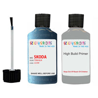 skoda touch up paint with anti rust primer OCTAVIA TITAN BLUE scratch Repair Paint Code LG5W