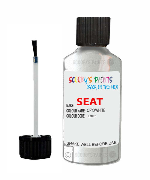 Paint For SEAT MII ORYXWHITE Touch Up Paint Scratch Stone Chip Repair Colour Code L0K1