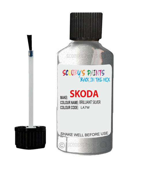 SKODA FABIA BRILLIANT SILVER Touch Up Scratch Repair Paint Code LA7W