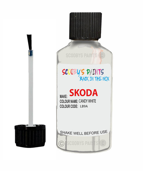 SKODA RAPID CANDY WHITE Touch Up Scratch Repair Paint Code LB9A