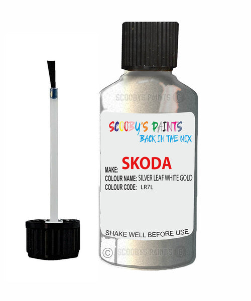 SKODA CITIGO SILVER LEAF WHITE GOLD Touch Up Scratch Repair Paint Code LR7L