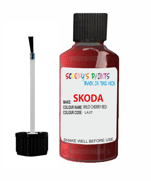 SKODA RAPID WILD CHERRY RED Touch Up Scratch Repair Paint Code LA3T