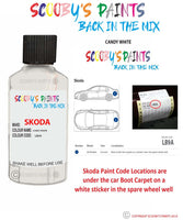 SKODA SCALA CANDY WHITE paint location sticker Code LB9A