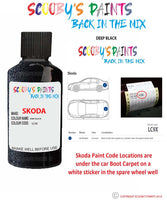 SKODA RAPID DEEP BLACK paint location sticker Code LC9X