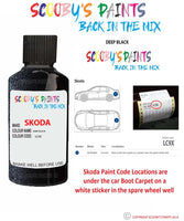 SKODA SUPERB DEEP BLACK paint location sticker Code LC9X