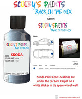 SKODA FELICIA ICE BLUE paint location sticker Code LF5R