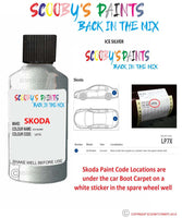 SKODA RAPID ICE SILVER paint location sticker Code LP7X