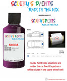 SKODA FABIA IMPERIAL VIOLETT paint location sticker Code LF4W