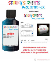SKODA ROOMSTER INDIGO BLUE MET paint location sticker Code LF5S