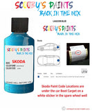 SKODA FABIA LAGOON BLUE paint location sticker Code LF5V