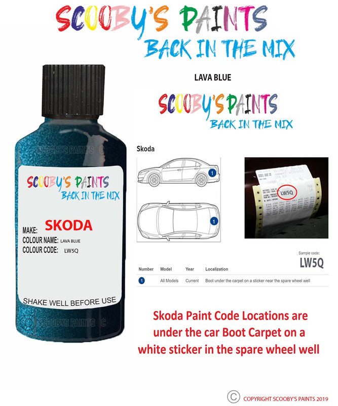 Paint For SKODA FABIA LAVA BLUE Touch Up Scratch Repair Paint Code LW5 ...