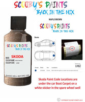 SKODA SCALA MAPLE BROWN paint location sticker Code LH8Z