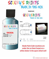 SKODA ROOMSTER MIAMI BLUE paint location sticker Code LF5T