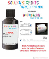 SKODA YETI MOCCA BROWN paint location sticker Code LF8M