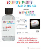 SKODA SCALA MOON WHITE paint location sticker Code LS9R