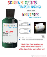 SKODA OCTAVIA NATURAL GREEN paint location sticker Code LF8C