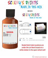 SKODA YETI RED ROCK paint location sticker Code LA3U