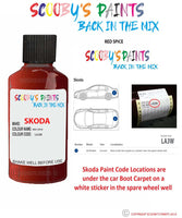 SKODA OCTAVIA RED SPICE paint location sticker Code LA3W