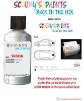 SKODA OCTAVIA REFLEX SILVER paint location sticker Code LU34