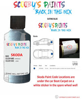 SKODA FABIA SATINE BLUE paint location sticker Code LF5X