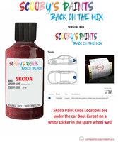 SKODA SUPERB SENSUAL RED paint location sticker Code LF3V