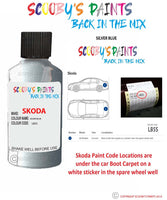 SKODA SUPERB SILVER BLUE paint location sticker Code LB5S