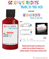 SKODA YETI VELVET RED paint location sticker Code LF3P