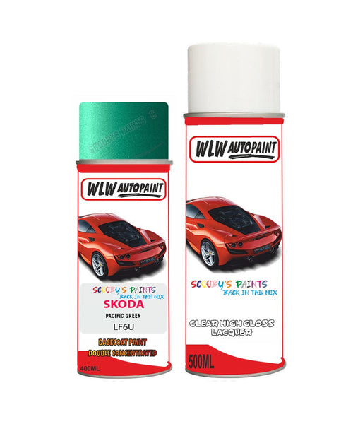skoda felicia pacific green aerosol spray car paint clear lacquer lf6uBody repair basecoat dent colour