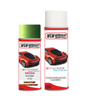 skoda rapid rallye green aerosol spray car paint clear lacquer lf6zBody repair basecoat dent colour