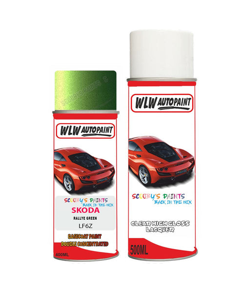 skoda rapid rallye green aerosol spray car paint clear lacquer lf6zBody repair basecoat dent colour