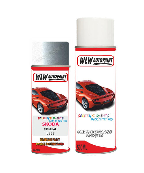 skoda octavia silver blue aerosol spray car paint clear lacquer lb5sBody repair basecoat dent colour