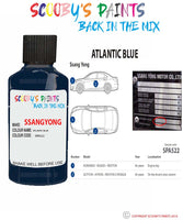 ssangyong korando atlantic blue spa522 Scratch score repair paint