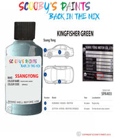 ssangyong korando kingfisher green spa403 Scratch score repair paint