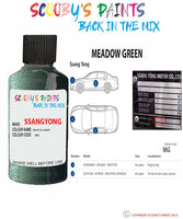 ssangyong korando meadow green mg Scratch score repair paint