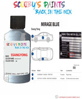 ssangyong korando mirage blue bb Scratch score repair paint