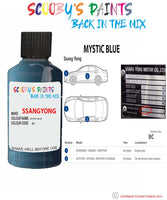 ssangyong korando mystic blue bc Scratch score repair paint