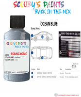 ssangyong korando ocean blue 552 Scratch score repair paint