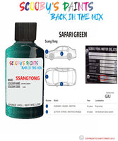 ssangyong musso safari green gaj Scratch score repair paint