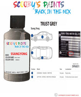 ssangyong musso trust grey spa416 Scratch score repair paint
