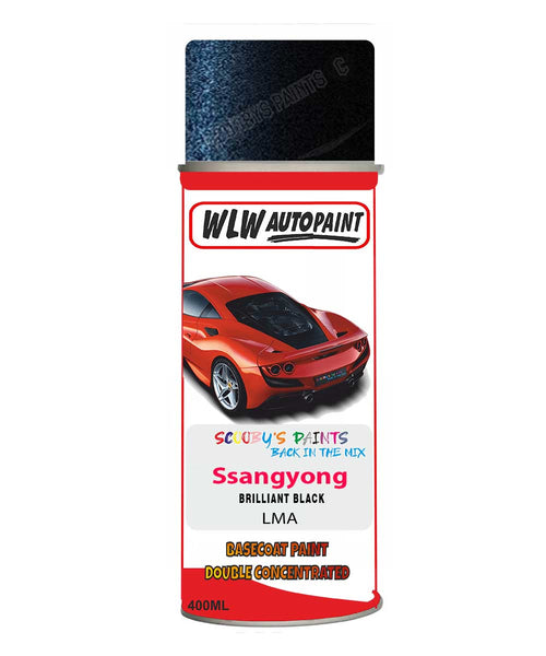 Aerosol Spray Paint For Ssangyong Musso Brilliant Black Code Lma