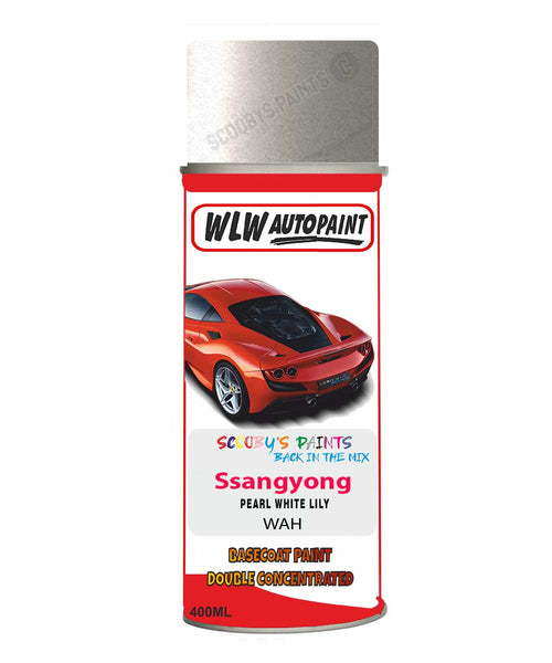 Aerosol Spray Paint For Ssangyong Korando Pearl White Lily Code Wah