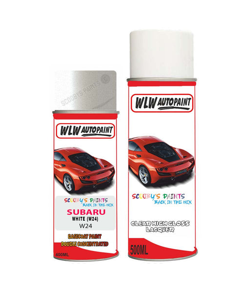 subaru justy white w24 car aerosol spray paint with lacquer 2009 2019Body repair basecoat dent colour