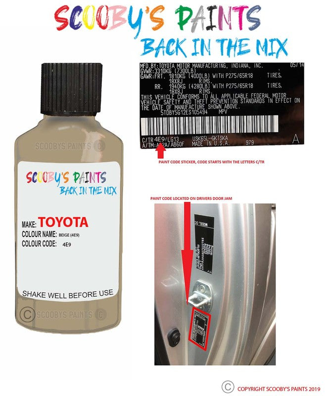 Paint For Toyota Land Cruiser Beige Code 4E9 Touch Up Paint Auto Car paint-for-toyota-land-cruiser-beige-code-4e9-touch-up-paint-auto-car
