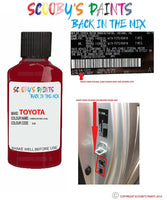 toyota corolla crimson red code location sticker 3j6 touch up paint 1990 2008