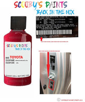 toyota hilux van crimson spark red code location sticker 3t6 touch up paint 2015 2019